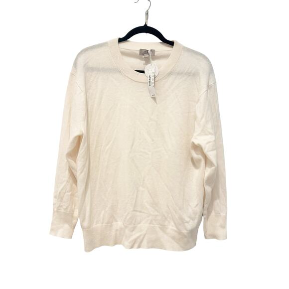 J. Crew Women's Cashmere Relaxed Crewneck Sweater Long Sleeve Snow Size XS NWT - Picture 13 of 13